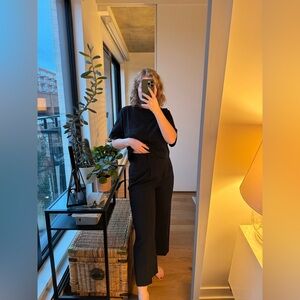 Simons Contemporaine Black Wide-Leg Pleated Pant